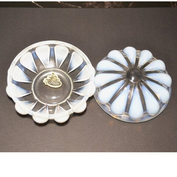 Vintage Fenton Opalescent Tear Drop Trinket/Vanity Dish With Fenton Label - Picture 6 of 6